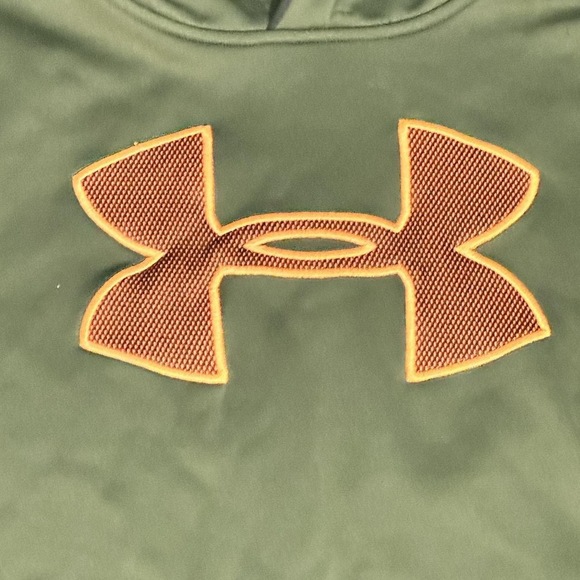 Under Armour Hooded Sweater Small Petite Green orange logo graphic - Picture 2 of 8